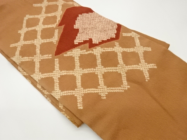 JAPANESE NAGOYA OBI / MATELASSE / SHIBORI / DIAGONAL GRID